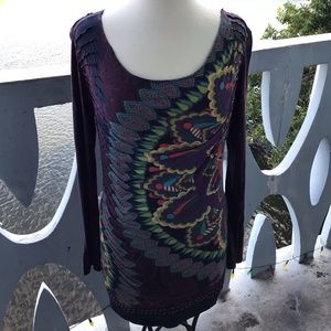 Desigual Rainbow Graphic Midi Long Sleeve Dress